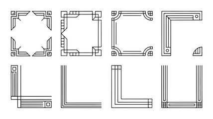 Set of various geometric corner frame designs for graphic resources