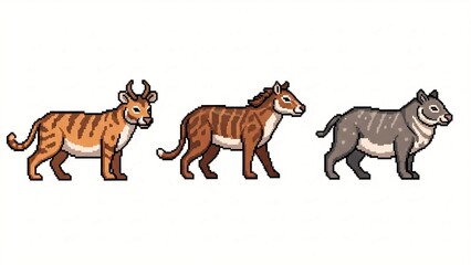 8-bit beasts clash in pixel thunder, looping sparks, rainbow flashes, endless arcade duel.
