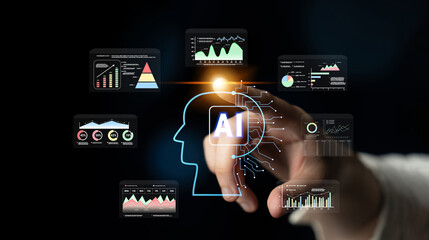 AI powered business intelligence for advanced data analysis. A concept of a smart system using AI...