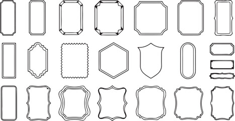 Collection of simple double-stroke line frames. Vector edges are fully editable with changeable line thickness. Vertical blank templates suitable for text, greeting or wedding designs eps © arraygraphic1