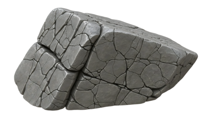 Gray rock with cracks isolated on a transparent background cracked rock stone