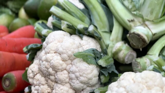 Fresh Organic Vegetables at Market | Carrots Cauliflower Cucumber Healthy Food Video