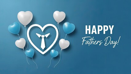Happy fathers day celebration with heart balloons and tie