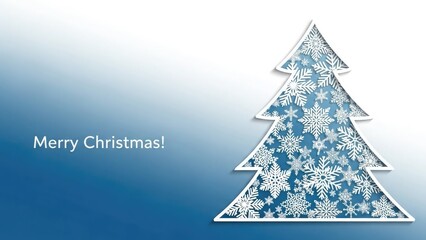 Merry christmas greeting card with snowflake tree