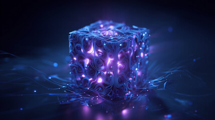 Stylized 3D Glowing Machine Learning Diagram with Futuristic Elements 277fbea0