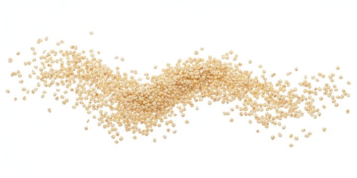 Raw quinoa seeds flying, isolated on white background, clipping path, macro 
