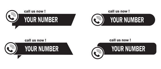 Call us now symbol vector. Template for contact details, support or service. Phone with call number. Vector illustration.