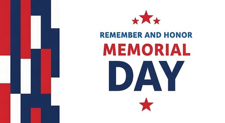 Memorial Day modern graphic design with stars patriotic colors and remembrance message
