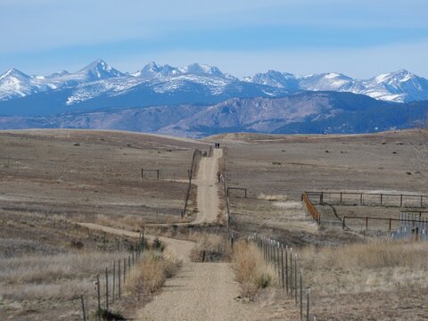 Rolling Trail Leading Toward the Indian Peaks Wilderness Mountains in Late December, Colorado