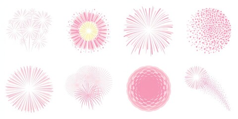 PNG Vibrant pink fireworks display, element set on transparent background 
