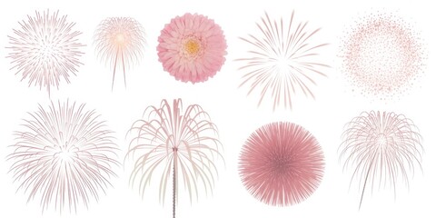 PNG Vibrant pink fireworks display, element set on transparent background 
