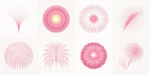PNG Vibrant pink fireworks display, element set on transparent background 
