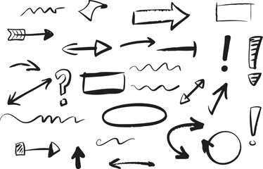 Arrow doodle Design Set Collection for Directional Symbol and Infographic