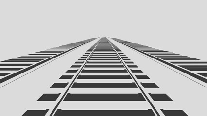 Perspective view of parallel railway tracks stretching into the distance. © Chun