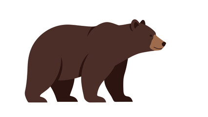 Fototapeta premium Brown Bear Standing Profile View Illustration.