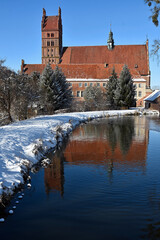 Collegiate Basilica in winter in Dobre Miasto, Warmia, Poland