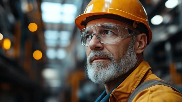Focused Engineer: An engineer, embodying experience, looks on, as he is dressed in work attire, demonstrating concentration.