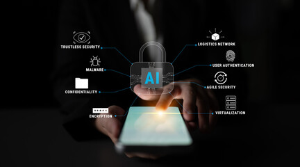 The role of AI in cybersecurity for advanced threat protection and data security. Using AI for malware detection, encryption, and user authentication. Motif
