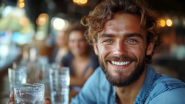 Radiant Smile: A handsome individual with a warm, genuine smile. Capturing the essence of a comfortable ambiance. 