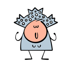 Cartoon girl in a cocoanut and a snowflake carnival costume. Vector illustration of a child actor performing in a theater or dancing to music at a New Year's holiday or carnival.