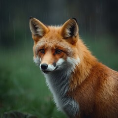 Fototapeta premium A large fox was spotted in the wooded area.