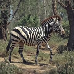 Obraz premium A beautiful zebra sighting in the forest.