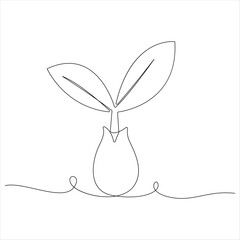 One continuous line drawing of natural organic plant minimalist botanical line art vector