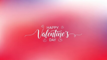 Elegant Happy Valentine's Day calligraphy lettering on a soft blurry red and pink bokeh background.
