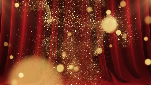 Celebrating Lunar New Year 2026 with Golden Confetti on Red Curtains