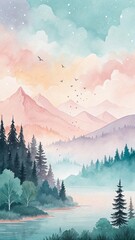 Abstract watercolor background, pastel tones with soft gradients, subtle texture, digital wallpaper style, uplifting vibe