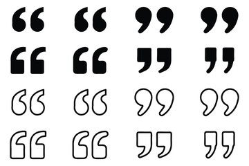 Quote icon vector illustration. Quotation mark sign and symbol. Set of quote mark . Quotation mark icon collection on white background. double quotation vector. Quotation marks. Black quotes icon eps