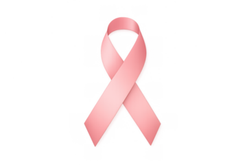 Pink ribbon symbolizing breast cancer awareness, support, and hope for early detection and prevention on transparent background
