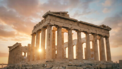 Naklejka premium The parthenon at sunset athens greece