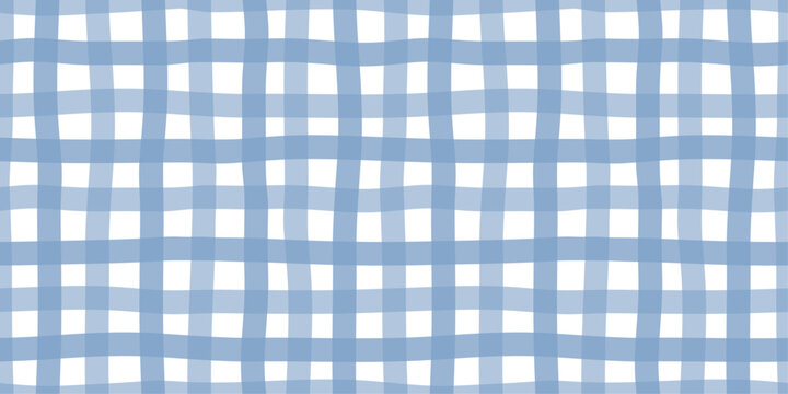 Seamless blue gingham pattern with even checks. Perfect for textile, fashion, and packaging designs.