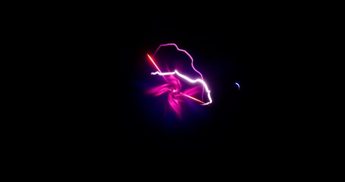 purple energy spark charging effect on black background
