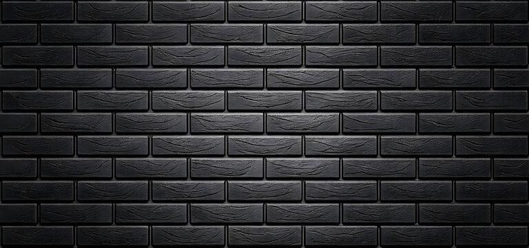 Dark Black Brick Wall Texture Background