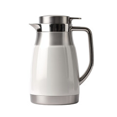 Fototapeta premium PNG of Stylish stainless steel and white thermal pitcher for hot and cold beverages.