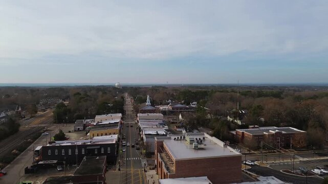 Aerial view of Salem St in downtown Apex, North Carolina