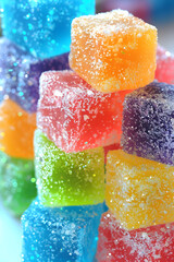 Colorful Sugar-Coated Jelly Cubes Stack