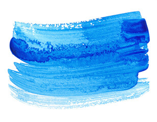 Blue Watercolor Brush Stroke Isolated on White Background