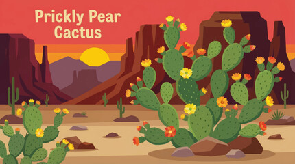 Prickly pear cactus spreads across sandy soil in the Chihuahuan Desert, featuring flat pads, sharp spines, and seasonal fruit adapted to extreme arid conditions © Evan