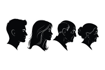 Human Life Cycle Profile Silhouettes of Men and Women