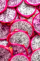 Sliced Dragon Fruit Pattern with Vibrant Pink Rind