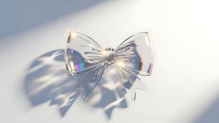 shiny crystal bow with rainbow light reflection