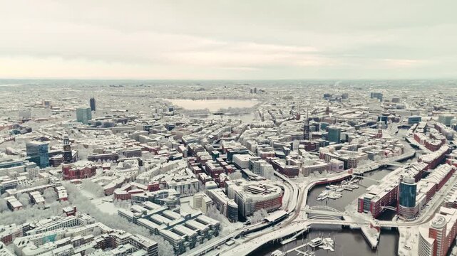 Aerial View Of Hamburg In Winter