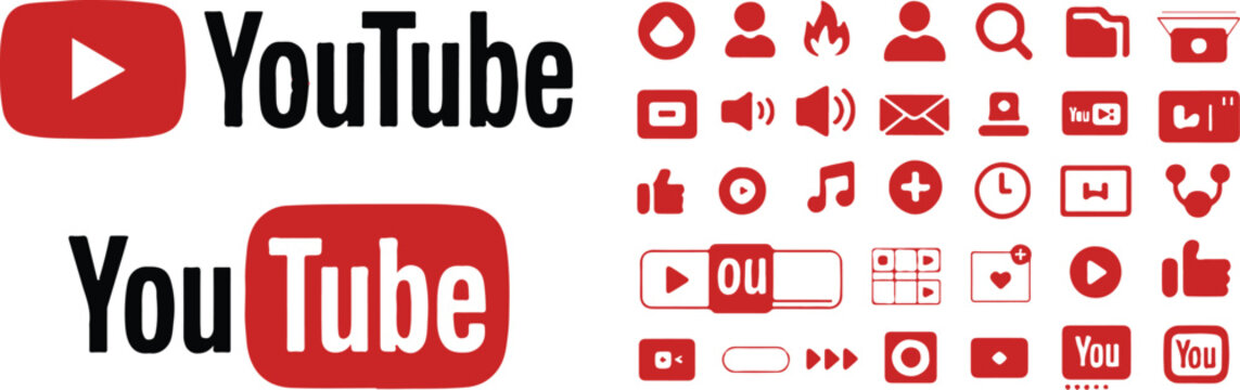 youtube red icon pack play button media and ui glyphs