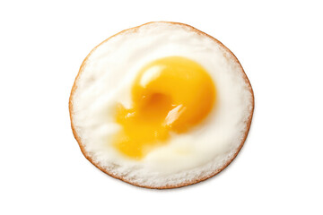 Fried egg sunny side up with runny yolk, cooking a high protein breakfast on transparent background