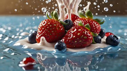 strawberries and blueberries