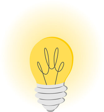 Leuchtende Gl&uuml;hbirne als Ausdruck f&uuml;r Ideen und Innovation als png auf transparentem Hintergrund mit Lichteffekt