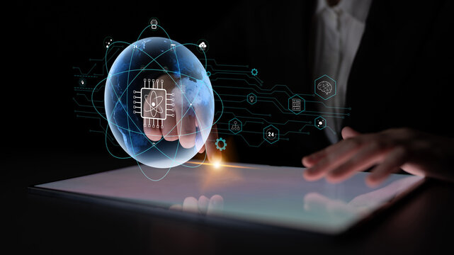 A global quantum computing network for the future of communication and data processing. A worldwide system powered by quantum technology and AI. Motif - Powered by Adobe